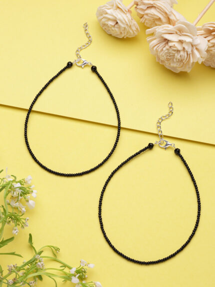 OZ Jewels Minimalist Black Bead Anklets for Women