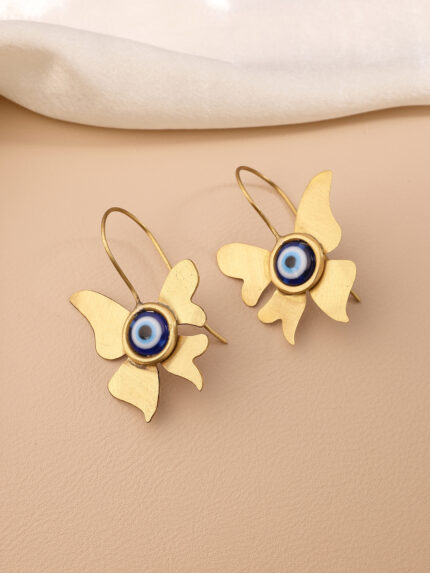 OZ Jewels Gold-Plated Butterfly Evil Eye Drop Earrings for Women