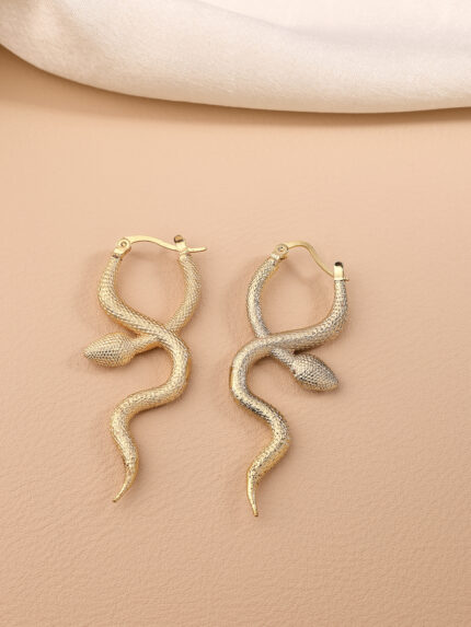 OZ Jewels Gold-Plated Snake Shape Hoop Earrings for Women