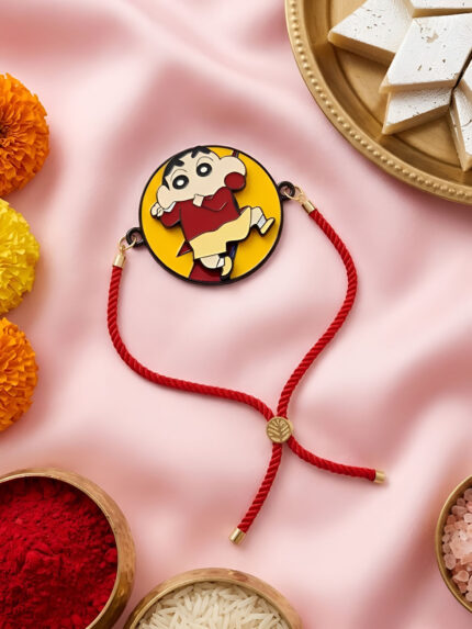 OZ Jewels Cartoon Shin-chan Adjustable Red Rope Bracelet Spinner Pendant Rakhi