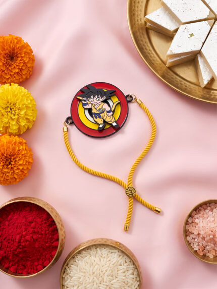 OZ Jewels Anime Cartoon Goku Adjustable Yellow Rope Bracelet Spinner Pendant Rakhi
