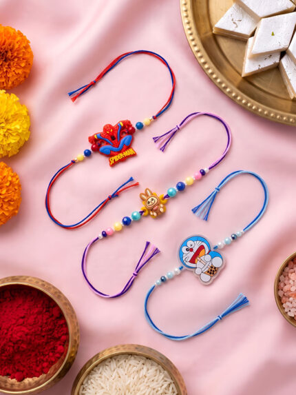 OZ Jewels Kids Multi Cartoon Character Colourful Beaded Rakhi